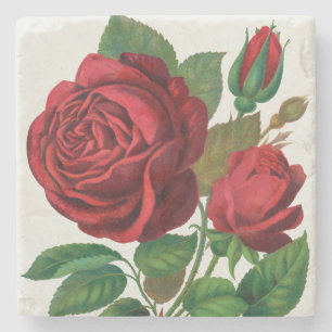 Rose Print Rochester Lithographing and Printing Co Stone Coaster