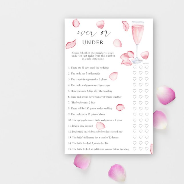 Rose Prosecco - Over or under bridal shower game (Creator Uploaded)