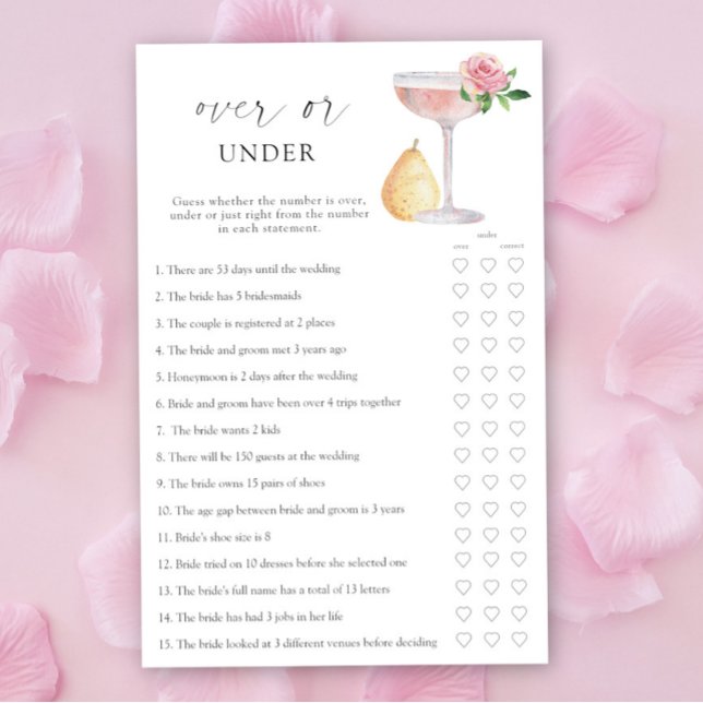 Rose Prosecco - Over or under bridal shower game (Creator Uploaded)