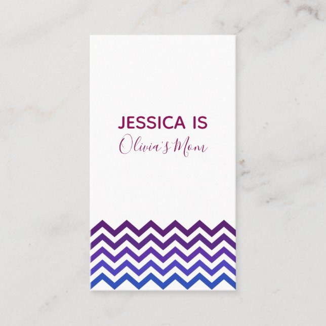 Rose, Purple & Blue Chevron Accent Mummy Card (Front)