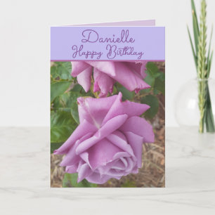 Rose Purple Flower floral Girls Name Birthday Card
