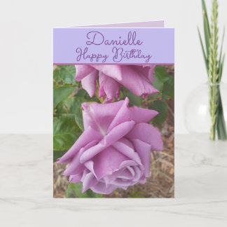 Rose Purple Flower floral Girls Name Birthday Card