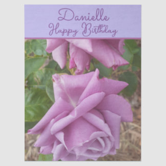 Rose Purple Flower floral Girls Name Birthday Tissue Paper