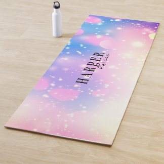 Rose Purple Glitter Custom Name  Yoga Mat