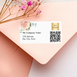 Rose QR code business logo return address Label