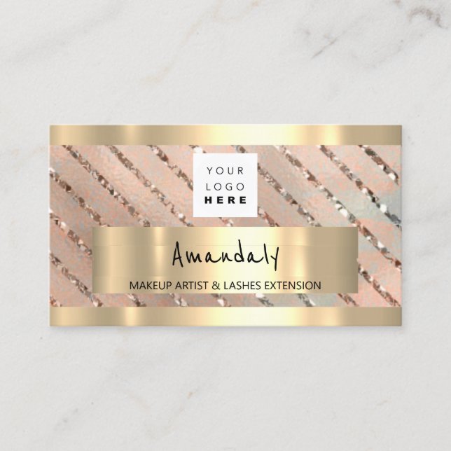 Rose QR CODE Logo Metallic Business Card (Front)