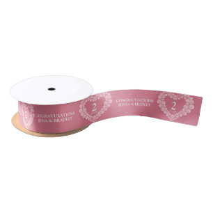 Rose quartz 2nd wedding anniversary pink hearts satin ribbon