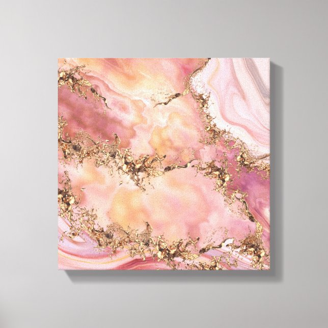 Rose quartz and pastel pink marble canvas print (Front)