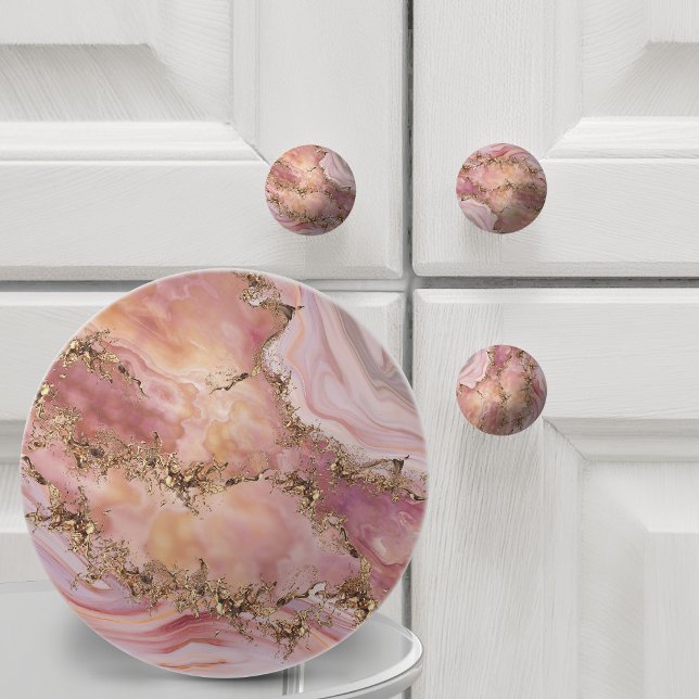 Rose quartz and pastel pink marble ceramic knob (Creator Uploaded)