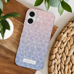 Rose Quartz and Serenity Ombre Geometric Pattern iPhone 16 Case