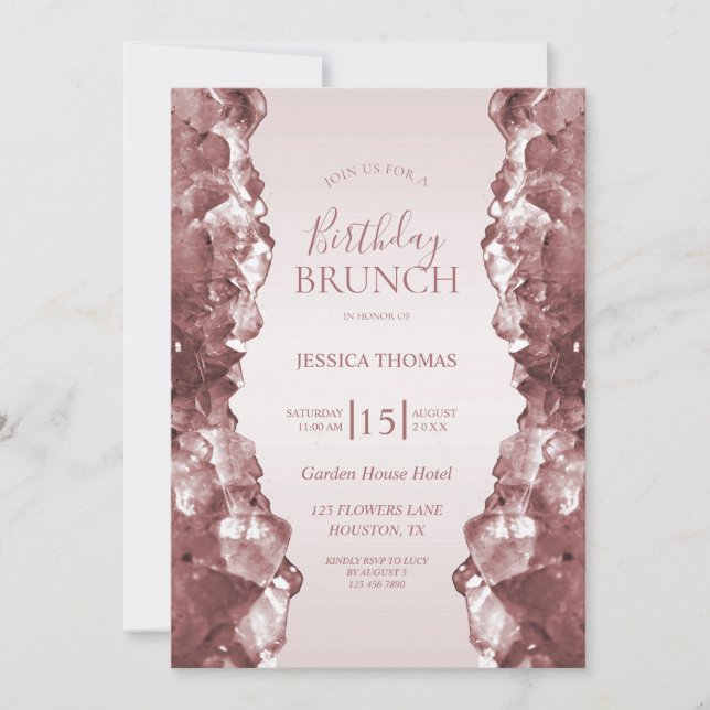 Rose Quartz Birthday Brunch Invitation (Front)