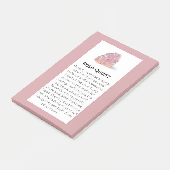 Rose Quartz Crystal Meaning Jewellery Display Sign Post-it Notes (Angled)