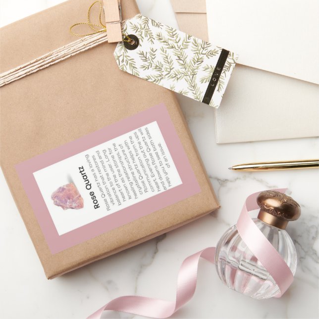 Rose Quartz Crystal Meaning Jewellery Package Labe Rectangular Sticker (Gifting)