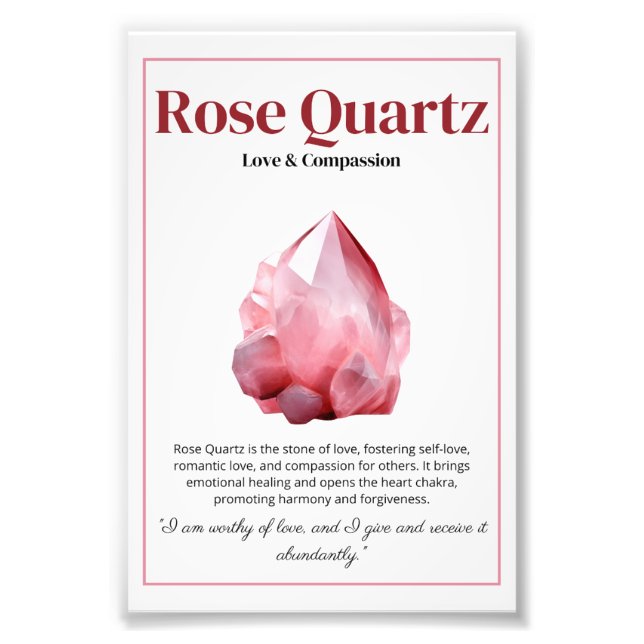 Rose Quartz Crystal meaning poster (Front)