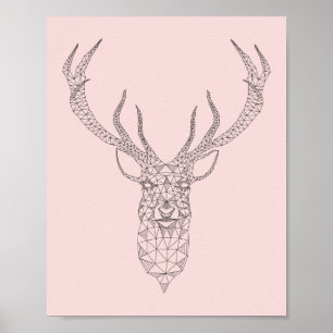Rose Quartz Deer Geometric Poster -customise