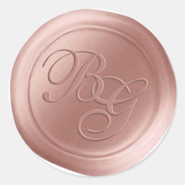 Rose Quartz Double Monogram Wax Seal Stickers (Front)