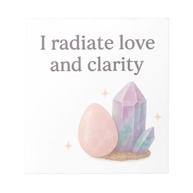 Rose Quartz & Fluorite Crystal Affirmation  Notepad (Front)