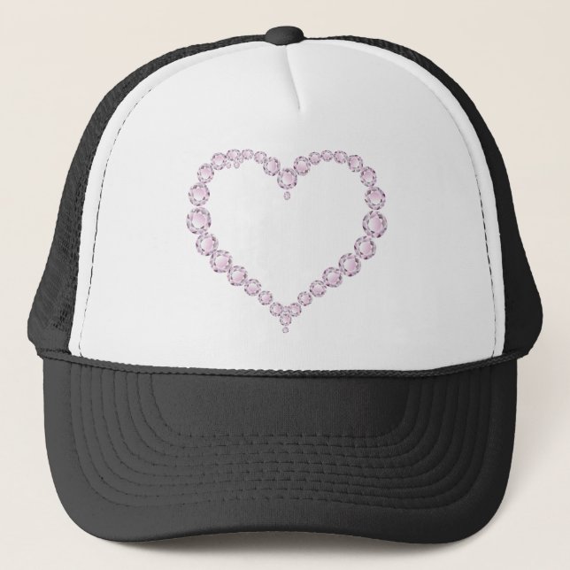 Rose Quartz Gem Heart Trucker Hat (Front)