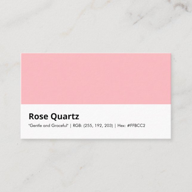 Rose Quartz | "Gentle and Graceful" Colour Business Card (Front)
