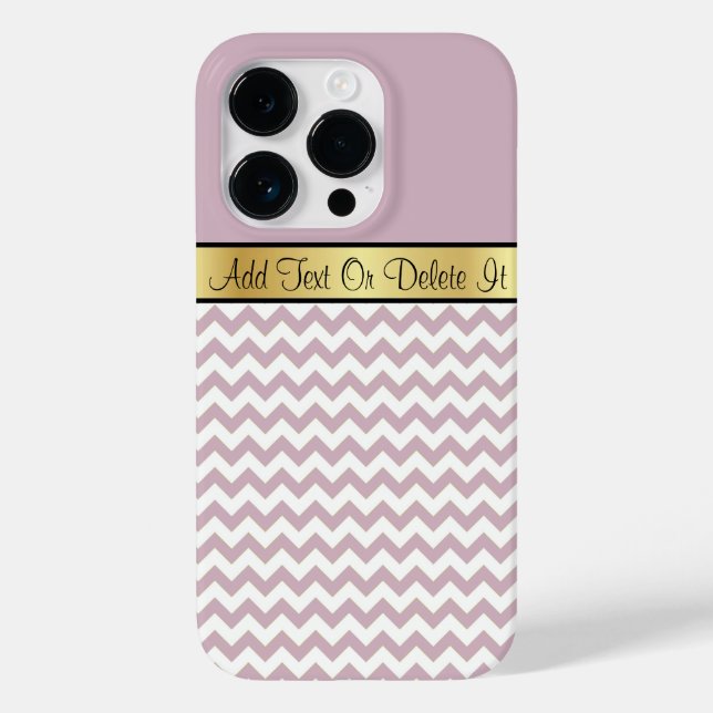 Rose Quartz Light Pink & White ZigZag, Gold Ribbon Case-Mate iPhone Case (Back)