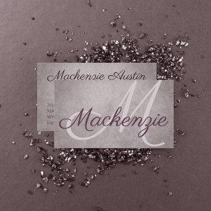 Rose Quartz Matte   Dusty Mauve Pink Monogram Business Card