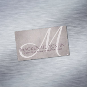 Rose Quartz Matte   Dusty Mauve Pink Monogram Magnetic Business Card