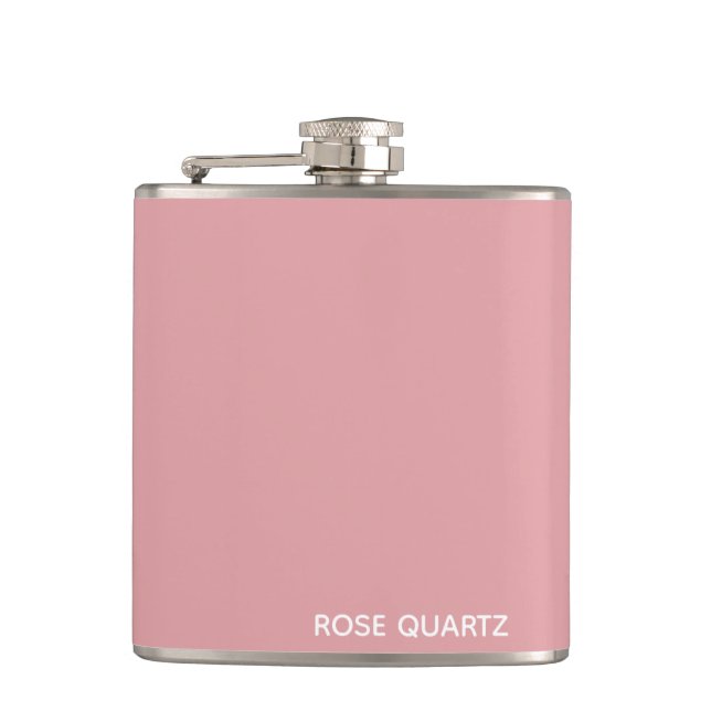 Rose Quartz pink color name Hip Flask (Front)