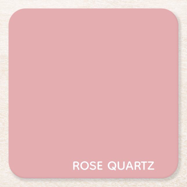 Rose Quartz pink color name Square Paper Coaster (Front)
