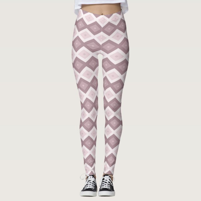 Rose quartz pink diamond pattern leggings (Front)