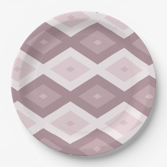 Rose quartz pink diamond pattern paper plate (Front)
