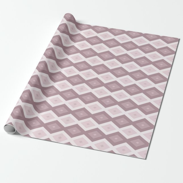 Rose quartz pink diamond pattern wrapping paper (Unrolled)