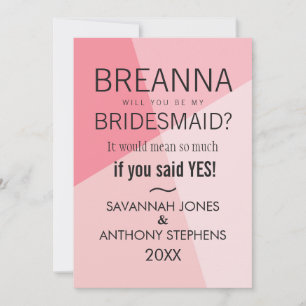 Rose Quartz Pink Geometric Bridesmaids Invitations