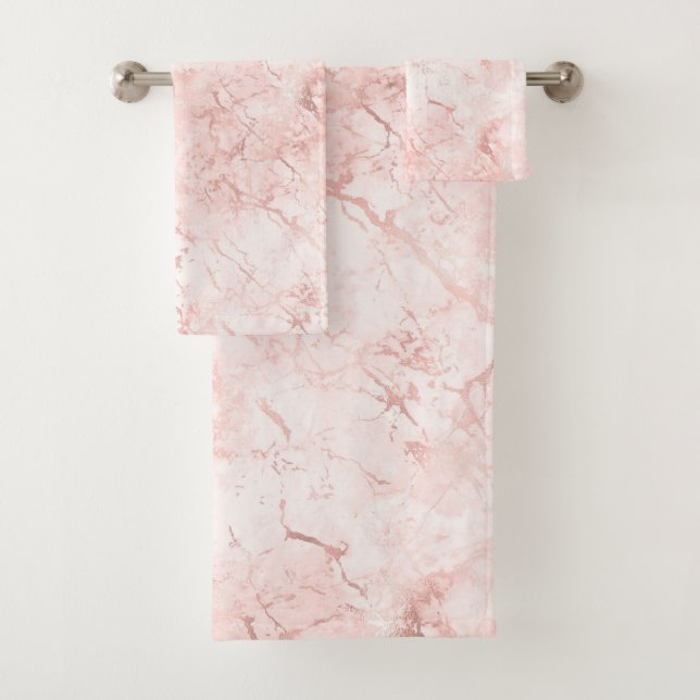 Rose Quartz Pink Girly Pattern Chic Bath Towel Set (Insitu)