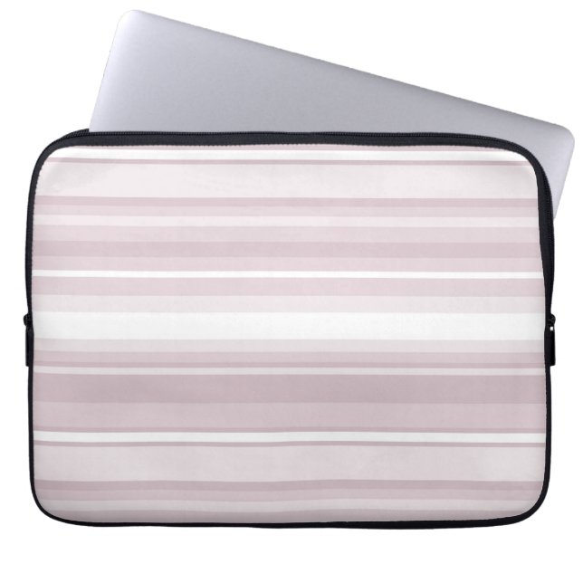 Rose quartz pink stripes laptop sleeve (Front)