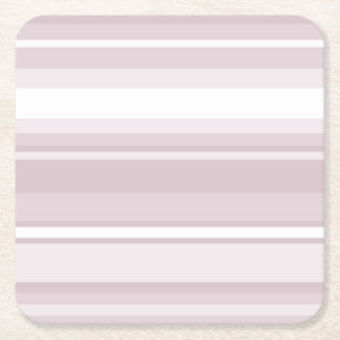 Rose quartz pink stripes square paper coaster