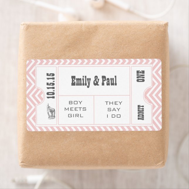 ROSE QUARTZ PINK Wedding Save the Date TICKET (Insitu)