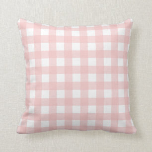 Rose Quartz Pink & White Gingham Check Cushion