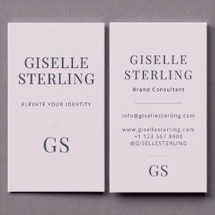 Rose Quartz Purple Monogram Elegant Minimalist  Business Card