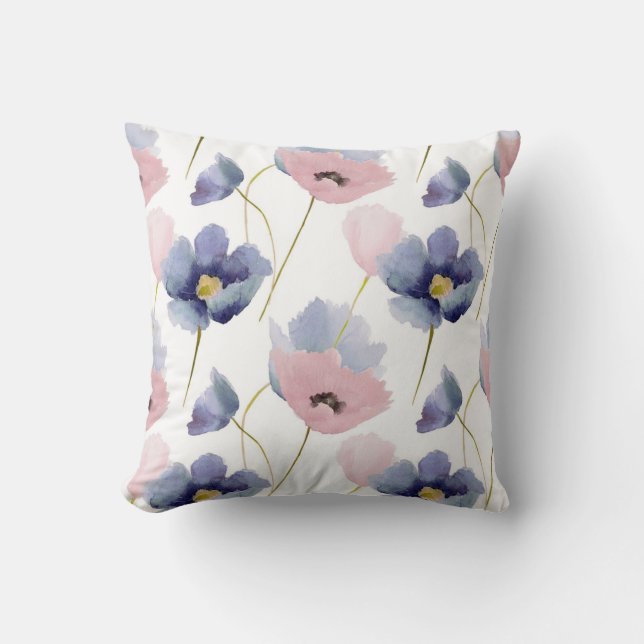 Rose Quartz & Serenity Floral Pattern Cushion (Front)