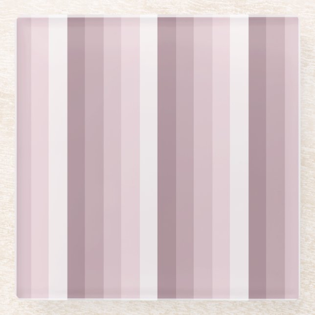 Rose quartz shadow stripes glass coaster (Front)