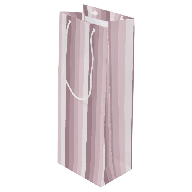 Rose quartz shadow stripes wine gift bag (Front Angled)