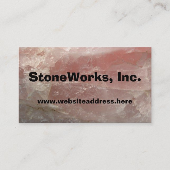 Rose Quartz Stone, Business Card Template (Front)