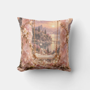 Rose Quartz Swing Romantic Blossom Castle Garden Cushion