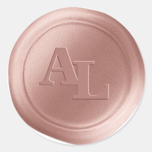Rose Quartz Wax Seal Monogram Wedding Stickers