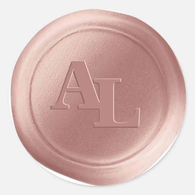Rose Quartz Wax Seal Monogram Wedding Stickers (Front)