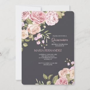 Rose Quinceañera Invitation