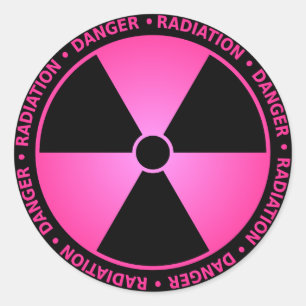 Rose Radiation Symbol Sticker w/ Text