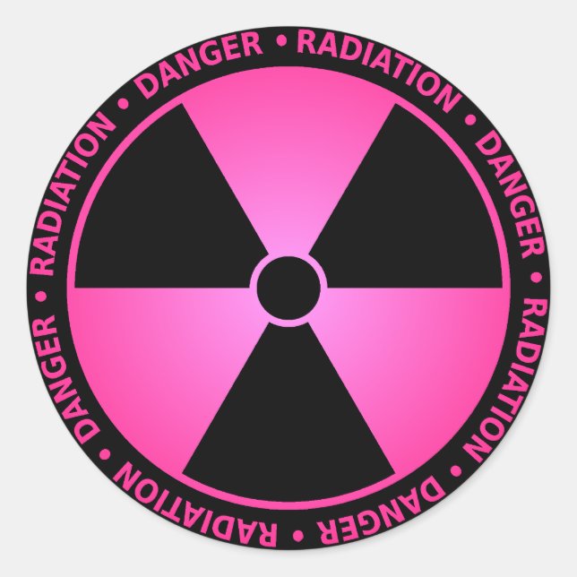 Rose Radiation Symbol Sticker w/ Text (Front)