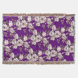 Rose ranch Pink Purple Throw Blanket