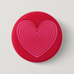 Rose red heart on a deeper red background 6 cm round badge